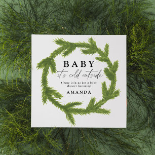 Baby it's cold outside watercolor baby shower invitation