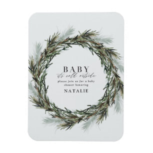 baby its cold outside watercolor wreath baby showe magnet