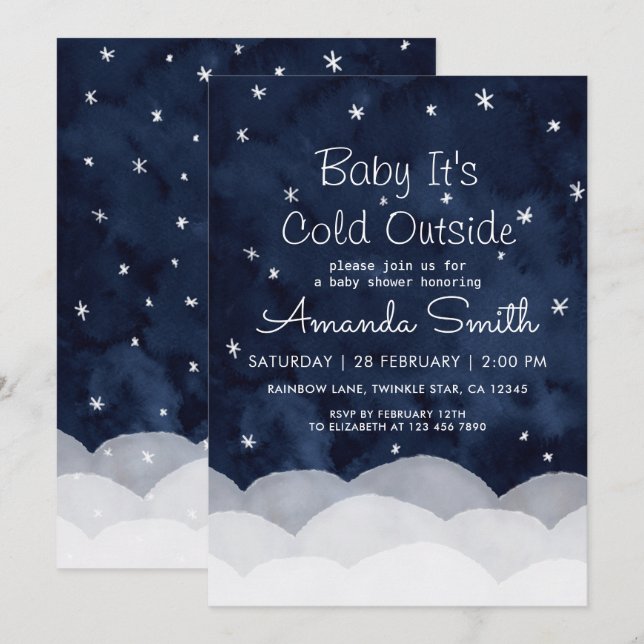 Baby It's Cold Outside Whimsical Baby Shower   Invitation (Front/Back)