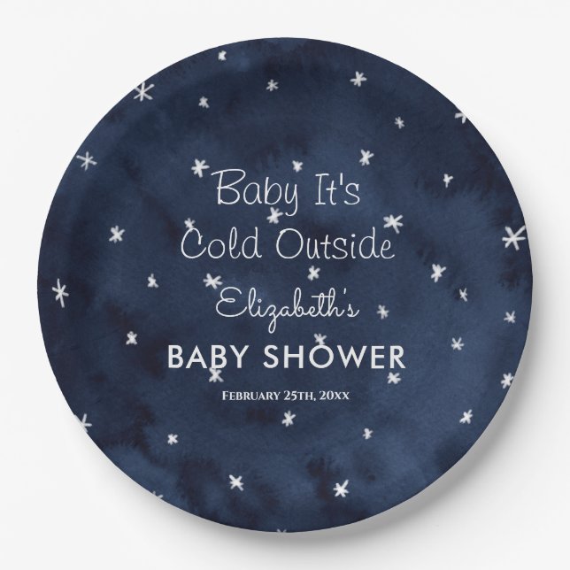Baby It's Cold Outside Whimsical Baby Shower   Paper Plate (Front)