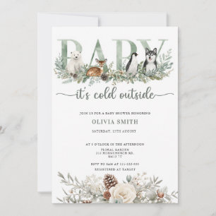 Baby Its Cold Outside Winter Animals Baby Shower Invitation