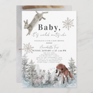Baby It's Cold Outside Winter Animals Baby Shower Invitation