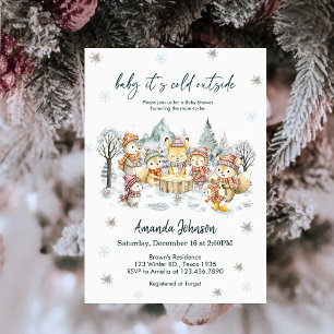 Baby It's Cold Outside Winter Animals Baby Shower Invitation