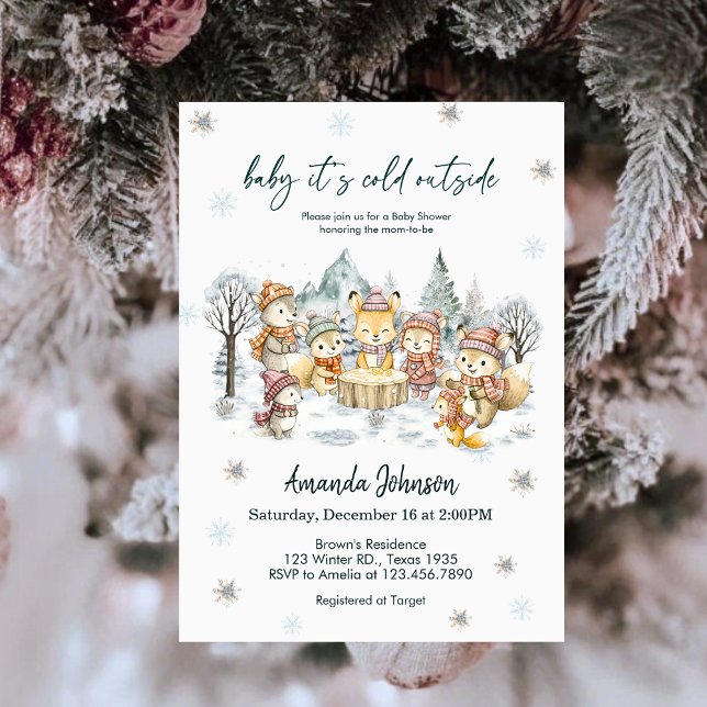 Baby It's Cold Outside Winter Animals Baby Shower Invitation (Creator Uploaded)