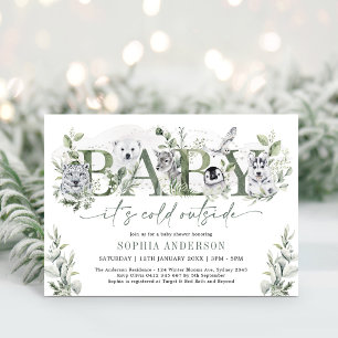 Baby Its Cold Outside Winter Animals Baby Shower Invitation