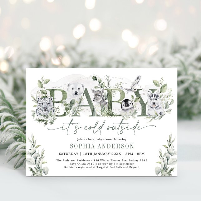 Baby Its Cold Outside Winter Animals Baby Shower Invitation (Creator Uploaded)