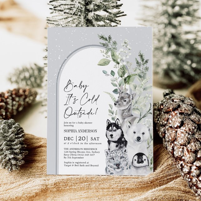 Baby It's Cold Outside Winter Animals Baby Shower Invitation (Creator Uploaded)