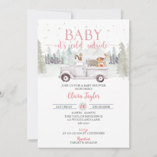Baby It's Cold Outside, Winter Baby Girl Shower Invitation