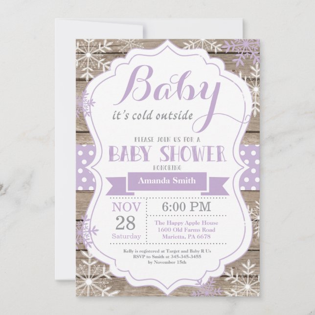 Baby Its Cold Outside Winter Baby Girl Shower Invitation (Front)