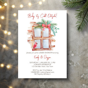 Baby it's cold outside winter baby pastel invitation