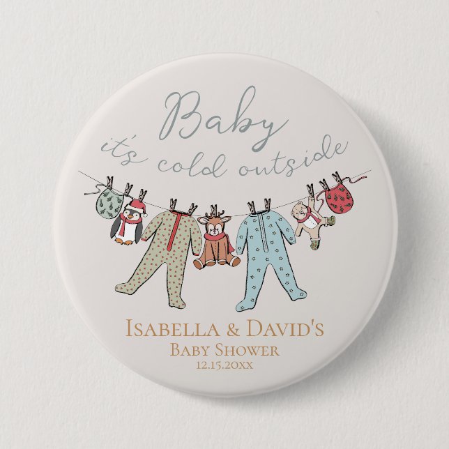 Baby Its Cold Outside Winter Baby Shower 7.5 Cm Round Badge (Front)