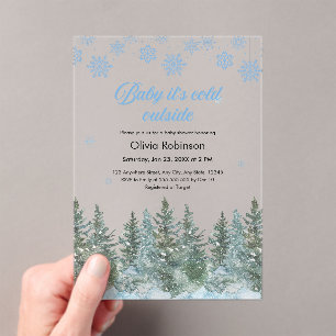 Baby It's Cold Outside Winter Baby Shower Acrylic Invitations
