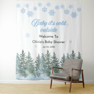 Baby It's Cold Outside Winter Baby Shower Backdrop Tapestry