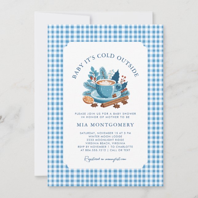 Baby It's Cold Outside Winter Baby Shower - Blue  Invitation (Front)