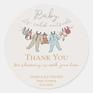 Baby Its Cold Outside Winter Baby Shower Classic Round Sticker