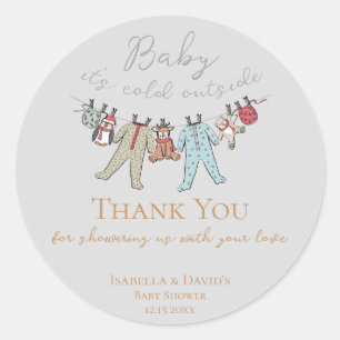 Baby Its Cold Outside Winter Baby Shower Classic Round Sticker