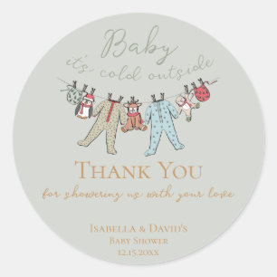 Baby Its Cold Outside Winter Baby Shower Classic Round Sticker