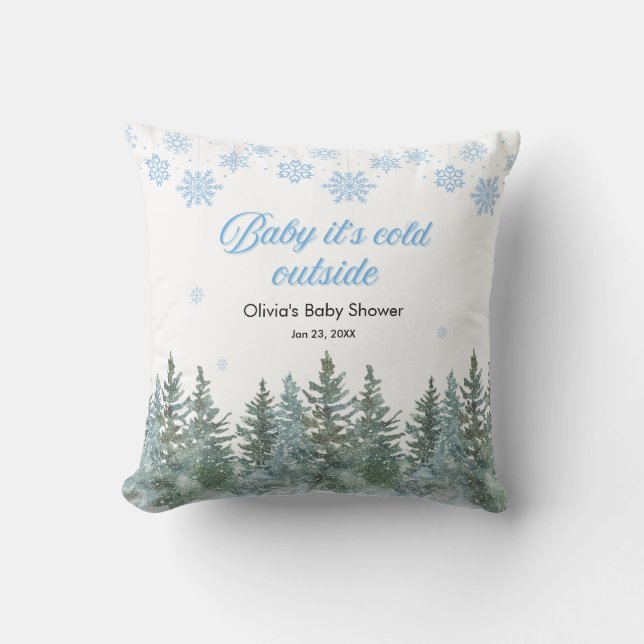 Baby It's Cold Outside Winter Baby Shower Cushion (Front)