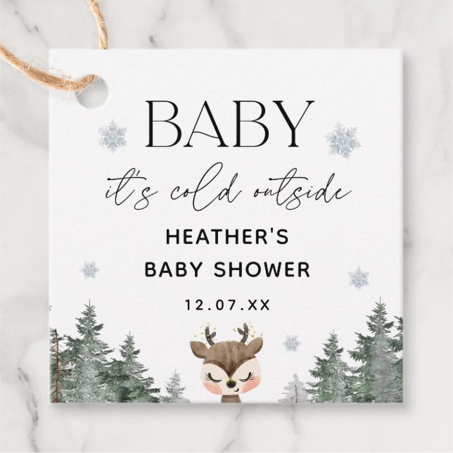 Baby Its Cold Outside Winter Baby Shower  Favour Tags (Front)