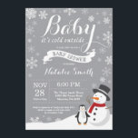 Baby Its Cold Outside Winter Baby Shower Grey Invitation<br><div class="desc">Baby Its Cold Outside Winter Boy or Girl Baby Shower Invitation. Winter Holiday Baby Shower Invite. White Snowflakes. Snowman. For further customisation,  please click the "Customise it" button and use our design tool to modify this template.</div>