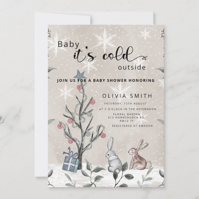 Baby it's cold outside winter baby shower invitati invitation (Front)