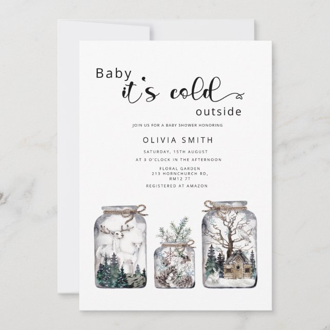 Baby it's cold outside winter baby shower invitati invitation (Front)