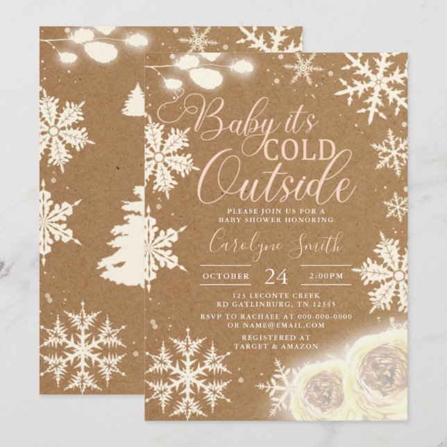 Baby It's Cold Outside Winter Baby Shower Invitati Invitation (Front/Back)