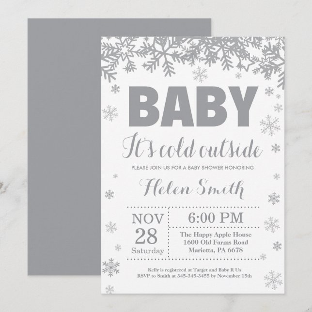 Baby its Cold Outside Winter Baby Shower Invitatio Invitation (Front/Back)