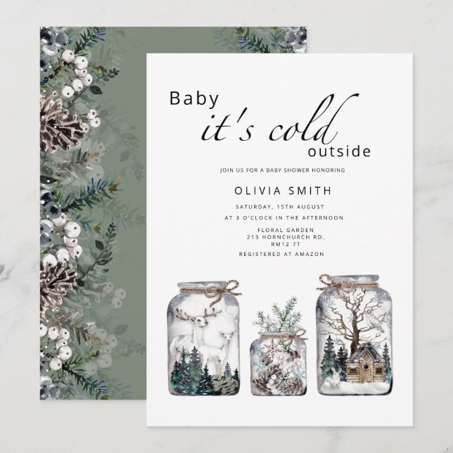 Baby it's cold outside winter baby shower invitation (Front/Back)