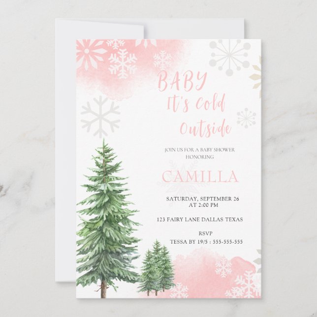Baby it's cold outside winter Baby shower  Invitation (Front)