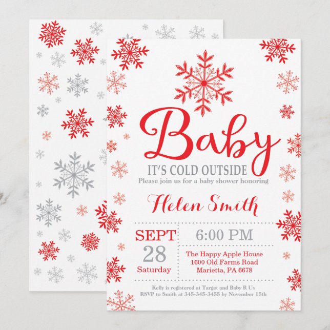Baby Its Cold Outside Winter Baby Shower Invitation (Front/Back)