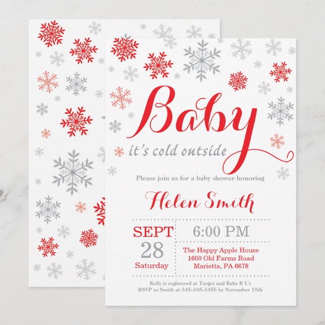 Baby Its Cold Outside Winter Baby Shower Invitation (Front/Back)