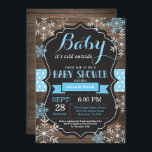 Baby Its Cold Outside Winter Baby Shower Invitation<br><div class="desc">Baby Its Cold Outside Winter Baby Shower Invitation. Boy or Girl Baby Shower Invitation. Winter Holiday Baby Shower Invite. Blue and White Snowflakes. Rustic Wood and Chalkboard Background. For further customisation,  please click the "Customise it" button and use our design tool to modify this template.</div>
