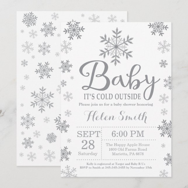 Baby Its Cold Outside Winter Baby Shower Invitation (Front/Back)
