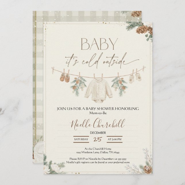 Baby It's Cold Outside Winter Baby Shower  Invitation (Front/Back)