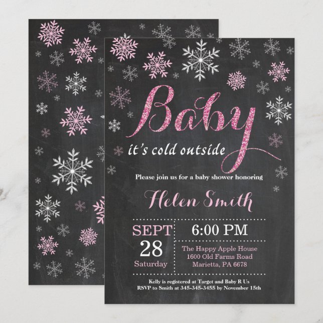 Baby Its Cold Outside Winter Baby Shower Invitation (Front/Back)