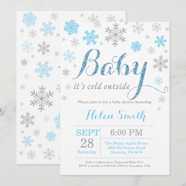 Baby Its Cold Outside Winter Baby Shower Invitation (Front/Back)