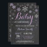 Baby Its Cold Outside Winter Baby Shower Invitation<br><div class="desc">Baby Its Cold Outside Winter Baby Shower Invitation. Girl Baby Shower Invitation. Winter Holiday Baby Shower Invite. Purple and White Snowflakes. Purple Glitter. Chalkboard Background. For further customisation,  please click the "Customise it" button and use our design tool to modify this template.</div>