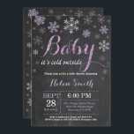Baby Its Cold Outside Winter Baby Shower Invitation<br><div class="desc">Baby Its Cold Outside Winter Baby Shower Invitation. Girl Baby Shower Invitation. Winter Holiday Baby Shower Invite. Purple and White Snowflakes. Purple Glitter. Chalkboard Background. For further customisation,  please click the "Customise it" button and use our design tool to modify this template.</div>