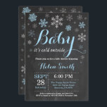 Baby Its Cold Outside Winter Baby Shower Invitation<br><div class="desc">Baby Its Cold Outside Winter Baby Shower Invitation. Boy Baby Shower Invitation. Winter Holiday Baby Shower Invite. Blue and White Snowflakes. Chalkboard Background. For further customisation,  please click the "Customise it" button and use our design tool to modify this template.</div>