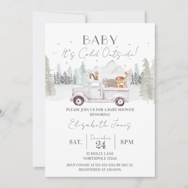 Baby It's Cold Outside, Winter Baby Shower Invitation (Front)