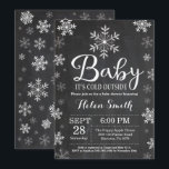 Baby Its Cold Outside Winter Baby Shower Invitation<br><div class="desc">Baby Its Cold Outside Winter Baby Shower Invitation. Girl Baby Shower Invitation. Winter Holiday Baby Shower Invite. White Snowflakes. Chalkboard Background. For further customisation,  please click the "Customise it" button and use our design tool to modify this template.</div>