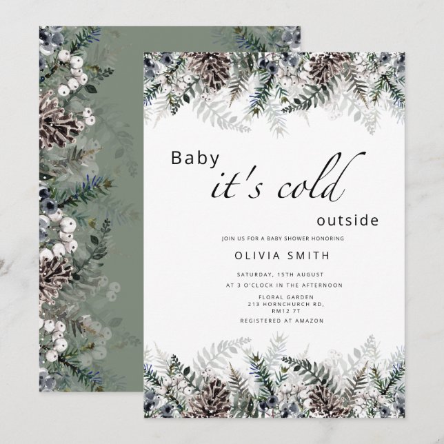 Baby it's cold outside winter baby shower invitation (Front/Back)