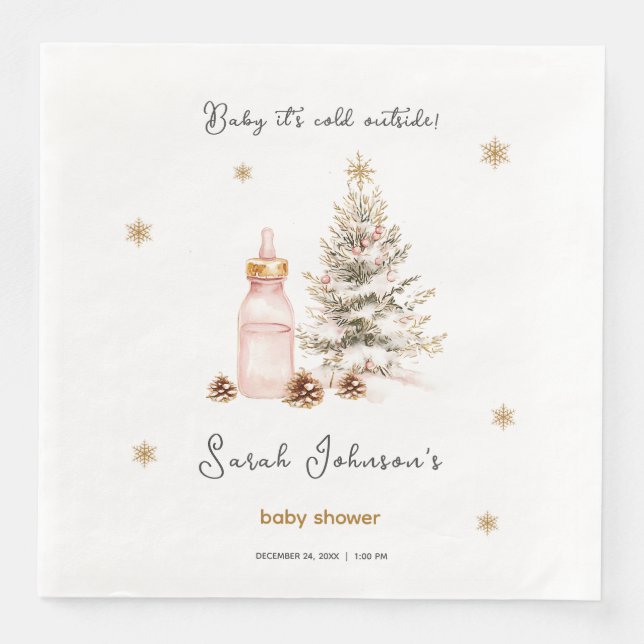 Baby it's cold outside Winter Baby Shower Napkin (Front)