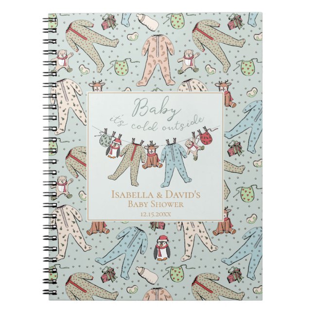 Baby It's Cold Outside Winter Baby Shower Notebook (Front)
