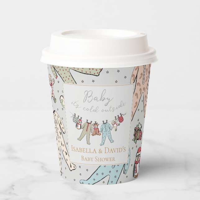 Baby Its Cold Outside Winter Baby Shower Paper Cups (Front)
