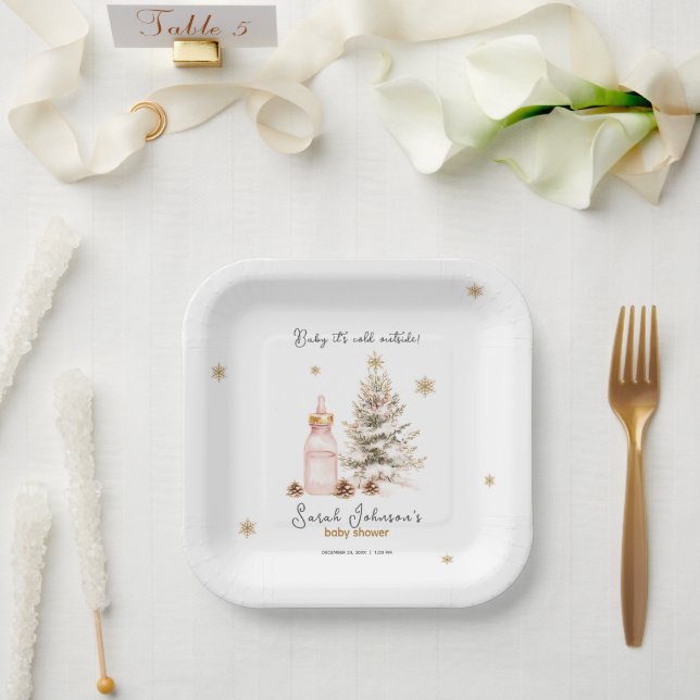 Baby it's cold outside Winter Baby Shower Paper Plate (Wedding)