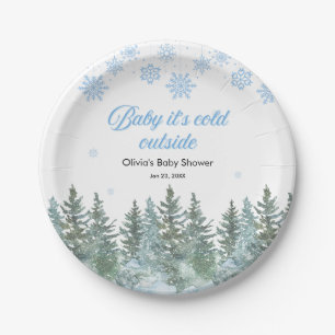 Baby It's Cold Outside Winter Baby Shower Paper Plate