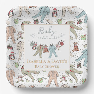 Baby Its Cold Outside Winter Baby Shower Paper Plate