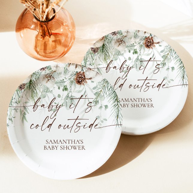 Baby It's Cold Outside Winter Baby Shower Paper Plate (Creator Uploaded)